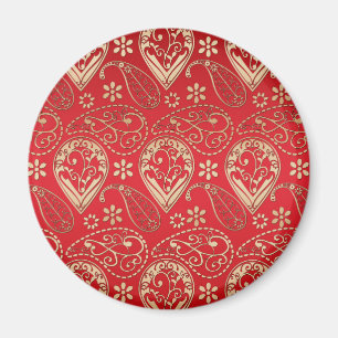 Aimant Motif Red Gold Paisley Bandana