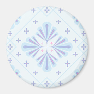 Aimant Motif répétitif floral géométrique bleu pastel