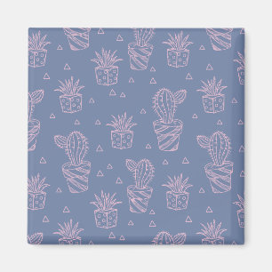 Aimant Motif rose et pourpre de cactus de bande dessinée
