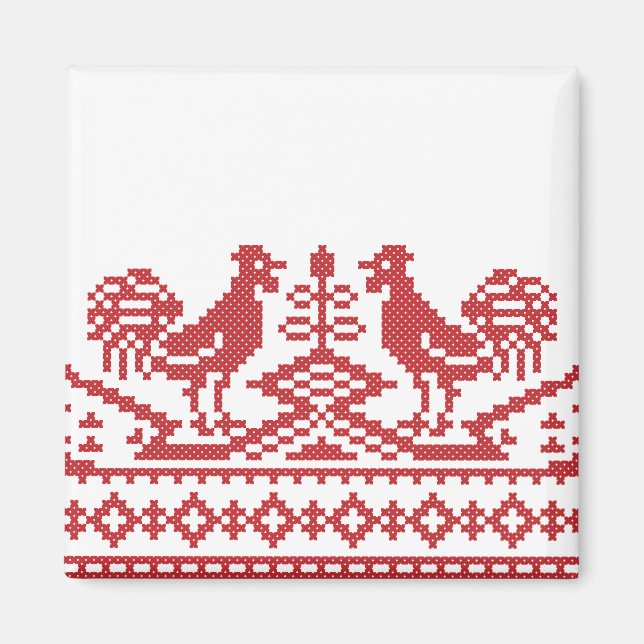 Aimant Motif russe de la croix des Roosters rouges (Devant)