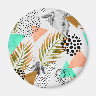 Aimant Motif tropical géométrique abstrait de feuille