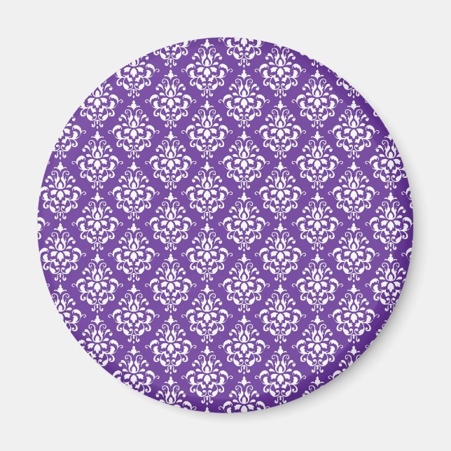 Aimant Motif Vintage damassé bleu foncé violet blanc 1 (Devant)