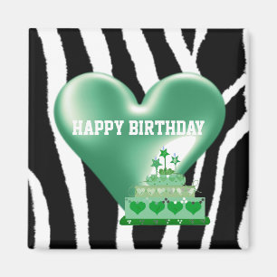 Aimant Motif zèbre avec gâteau d'anniversaire