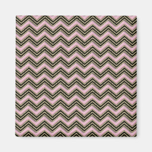 Aimant Motif Zigzag noir et rose