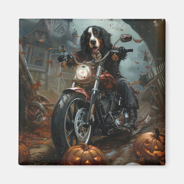 Aimant Moto bernois d'équitation Halloween effrayant (Devant)
