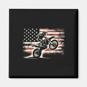 Aimant Motocross Moto Cross Drapeau Américain Vintage Bik