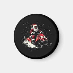 Aimant Motoneige de Père Noël Motor Sled Noël drôle