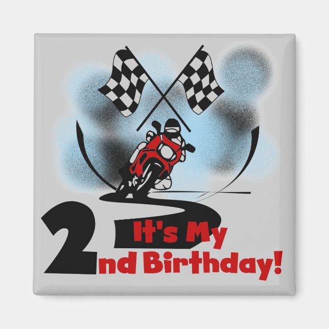 Aimant Motorcycle Racing 2e Anniversaire Tshirts et cadea (Devant)