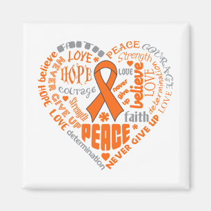 Aimant Mots de coeur de conscience de COPD (oranges)