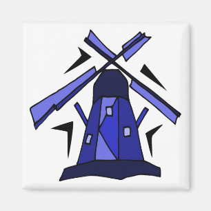 Aimant Moulin à vent néerlandais bleu