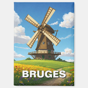 Aimant Moulin à vin à Bruges Belgique Voyage Souvenir