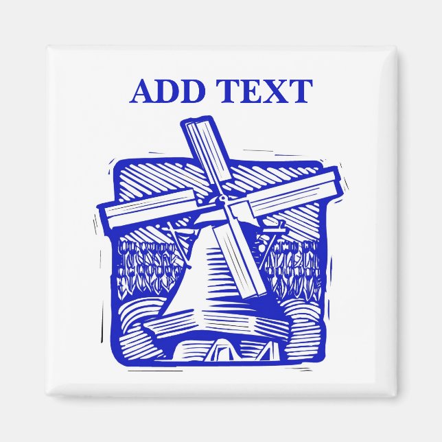 Aimant Moulin à vin néerlandais bleu (Devant)