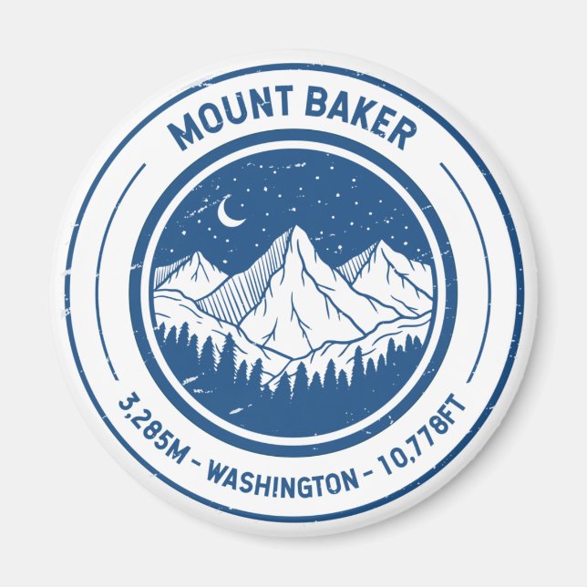 Aimant Mount Baker Washington Randonnée Skiing Travel (Devant)