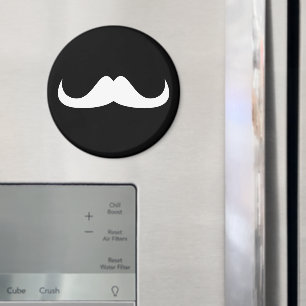 Aimant Moustache cool blanc Handlebar sur noir