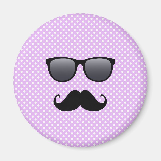 Aimant Moustache Noire Drôle Et Lunettes (Devant)