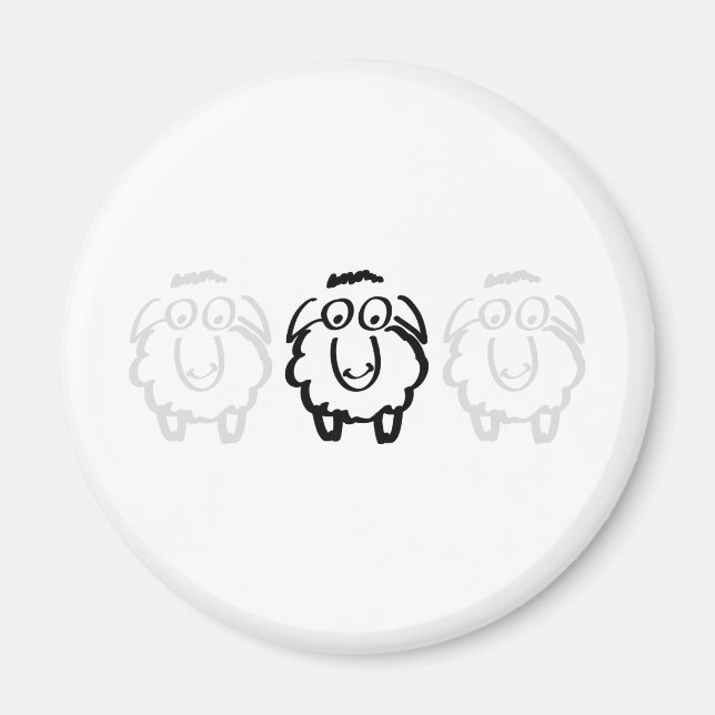 Aimant mouton noir blanc moutons (Devant)
