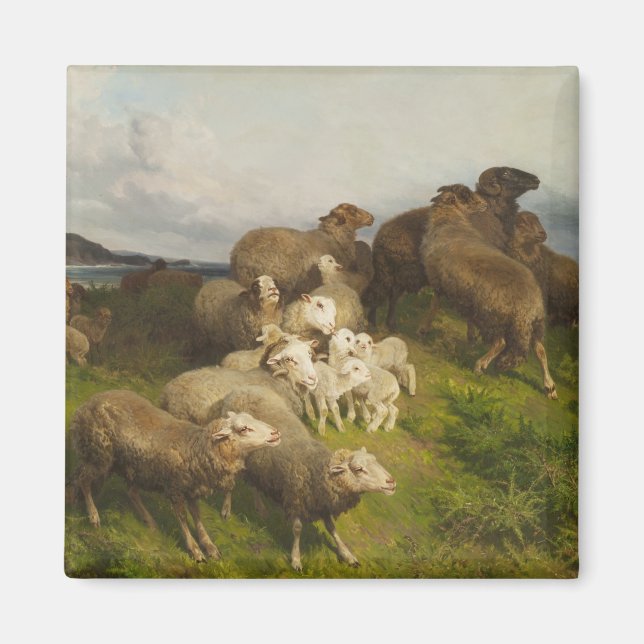 Aimant Moutons dans un pré (par August Friedrich Schenck) (Devant)