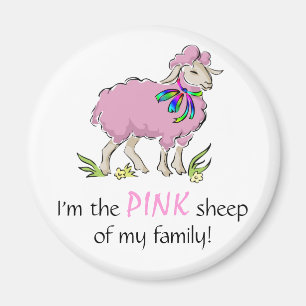 Aimant Moutons roses de la famille