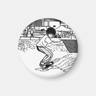 Aimant Mouvements de skateboard - Jeune skateur