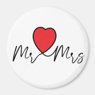 Aimant Mr & Mrs bruiloft- huwelijks decoratie met hartjes