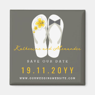 Aimant Mr & Mrs Flip Flops Hibiscus Mariage Enregistrer L