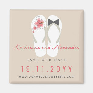 Aimant Mr & Mrs Flip Flops Hibiscus Mariage Enregistrer L