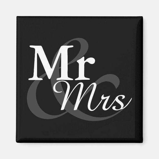 Aimant Mr&Mrs Simple Elegant Typographie Mariage Faveur (Devant)