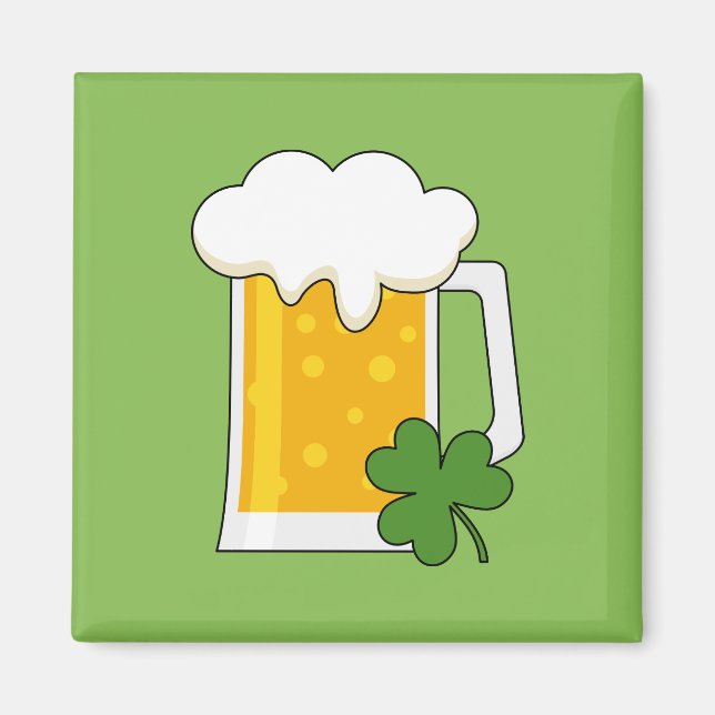 Aimant Mug de bière irlandaise avec Shamrock Clover (Devant)