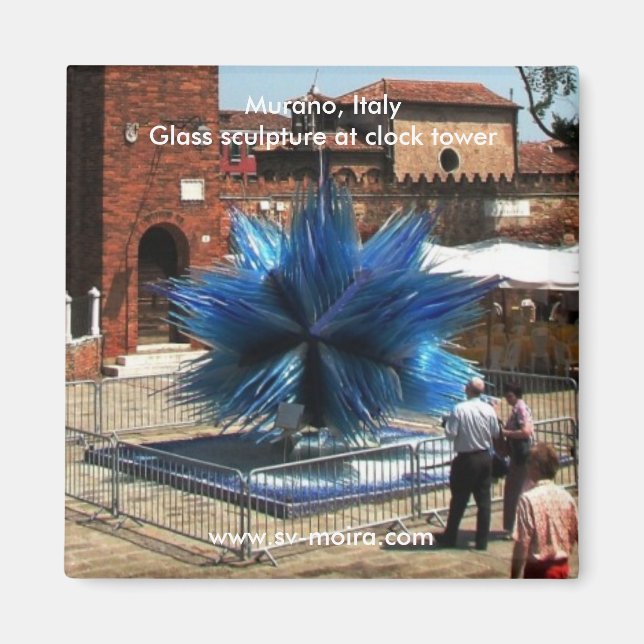 Aimant Murano, Italie Tour d'horloge et sculpture en verr (Devant)