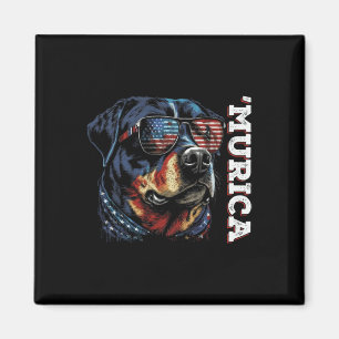 Aimant Murica Patriotic Rottweiler 4 juillet chien