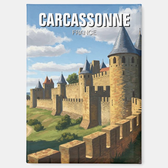 Aimant Murs de Carcassonne France Voyage (Recto)