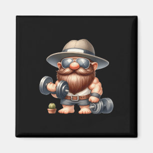 Aimant Muscleman Gnome Avec Dumbbells Drôle Fitness Worki
