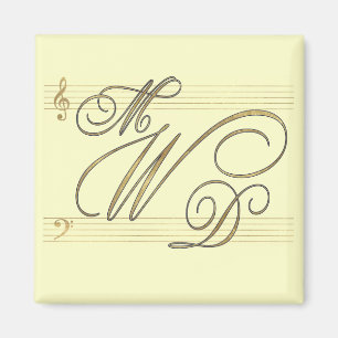 Aimant Musiciens dans le logo de monogramme de mariage