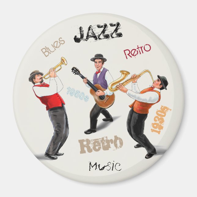 Aimant Musiciens de jazz Musique rétro Illustration Vinta (Devant)