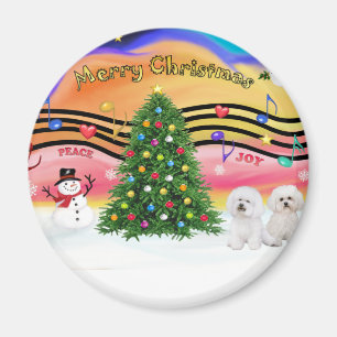 Aimant Musique de Noël 2 - Bichon Frise (deux)