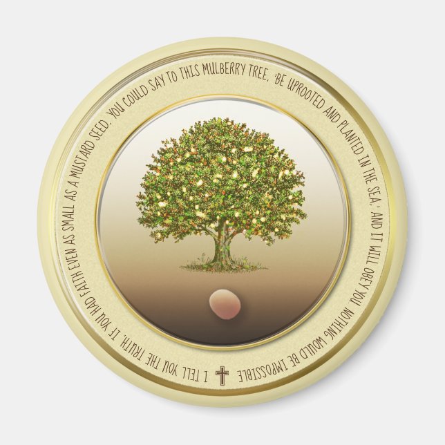 Aimant Mustard Seed cadeau Baptême Foi Cuisine Accessoire (Devant)