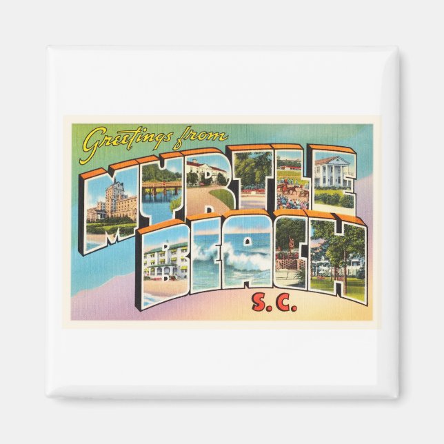 Aimant Myrtle Beach Caroline du Sud SC Carte postale Vint (Devant)