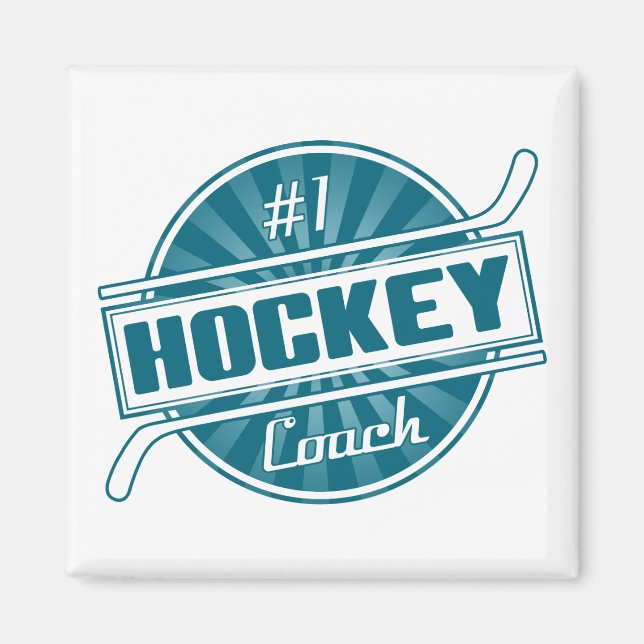Aimant N° 1 entraîneur de hockey (bleu) (Devant)