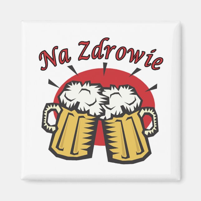 Aimant Na Zdrowie Toast Avec Mugs De Bière (Devant)
