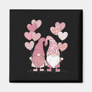 Aimant Nains de la Saint-Valentin à carreaux buffles rose