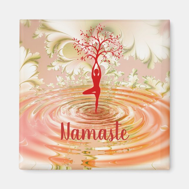 Aimant Namaste Citation Yoga Arbre de vie Zen (Devant)