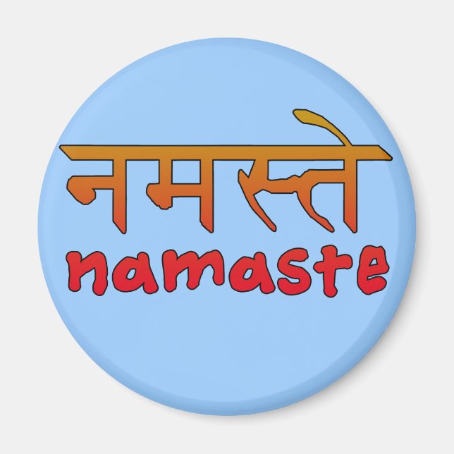 Aimant Namaste en anglais et en hindi Script (Devant)