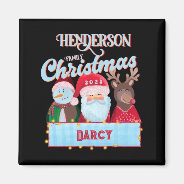 Aimant Name Year Matching Santa Family Christmas T Shirt  (Devant)