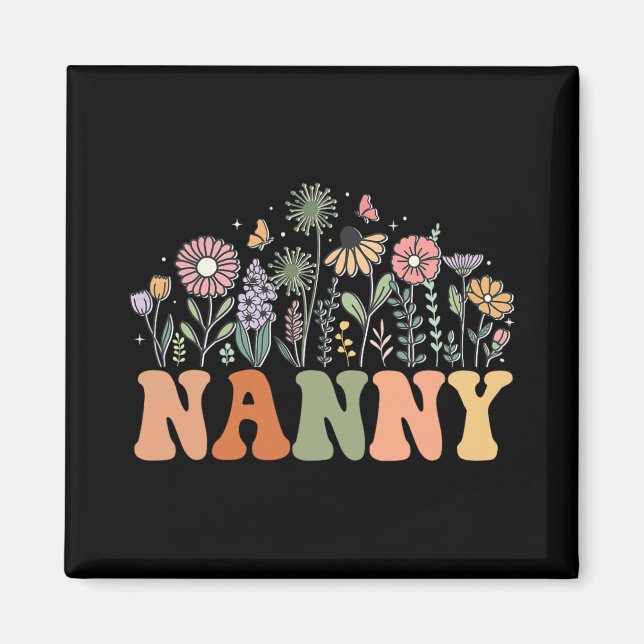 Aimant Nanny Wildflower Floral Birthday Baby Shower New N (Devant)