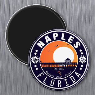 Aimant Naples Florida Beach Retro Sunset Pier 80s