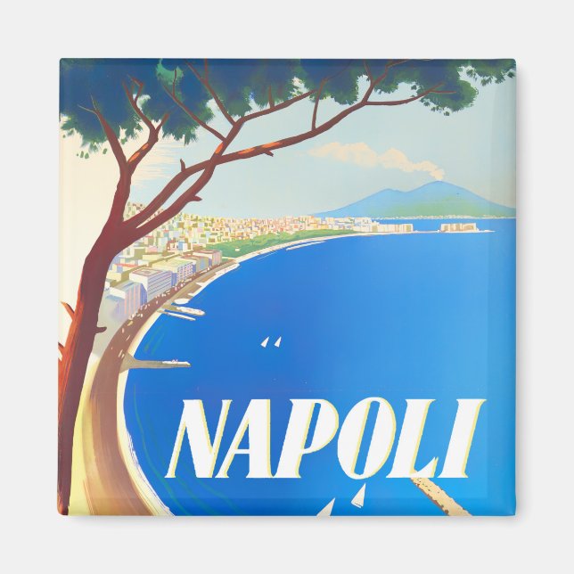 Aimant Naples Italie voyage vintage (Devant)