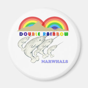 Aimant narval arc-en-ciel double