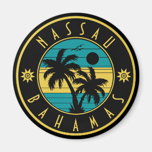 Aimant Nassau Bahamas Iles Palmiers Rétro Arbres Souvenir