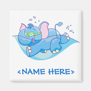 Aimant Natation bleue d'éléphant de Lil