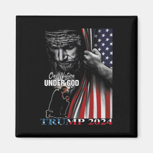 Aimant Nation Under God Trump 2024 God American Flag